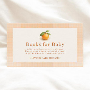 Gingham Little Cutie Orange Books For Baby Enclosure Card