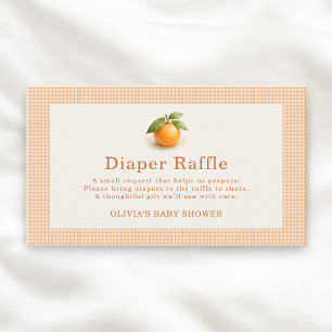 Gingham Little Cutie Orange Diaper Raffle Enclosure Card