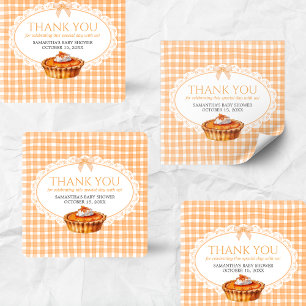 Gingham Little Cutie Pie Baby Shower Square Sticker