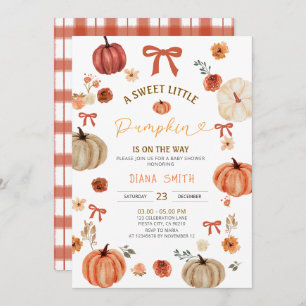Gingham Little Pumpkin Rustic Baby Shower Invite