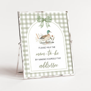 Gingham Mallard Duck Baby Envelope Station Sign