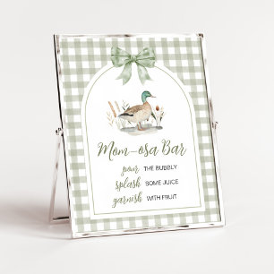 Gingham Mallard Duck Baby Shower Mom Osa Bar Sign