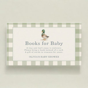 Gingham Mallard Duck Books For Baby Enclosure Card