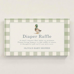 Gingham Mallard Duck Diaper Raffle Enclosure Card