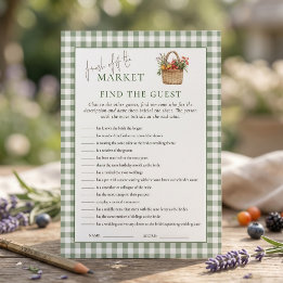 Gingham Market Find Guest Bridal Shower Game card