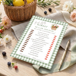 Gingham Market He She Said Bridal Shower Game card