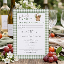 Gingham Market Wine Taste Score Card Bridal Shower
