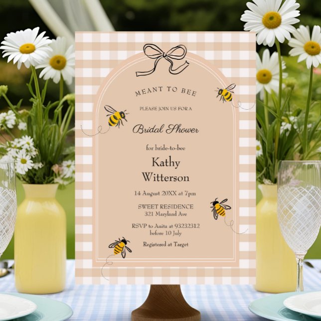 Gingham Meant To Bee Bridal Shower  Invitation (Creator Uploaded)
