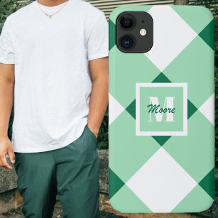 Gingham - Medium and Light Green Phone Case