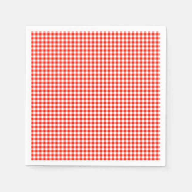 Gingham-Orange-Paper Napkins (Front)