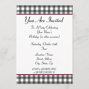 gingham party invitation