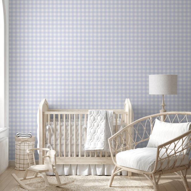 Gingham Pastel Grey White Wallpaper (Kids)