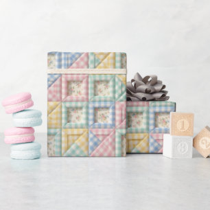 Gingham Patchwork Quilt Pattern Wrapping Paper