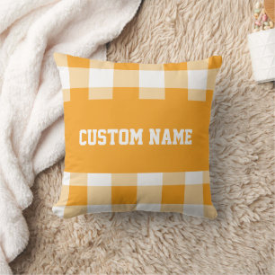 Gingham Pattern And Custom Name Throw Pillow