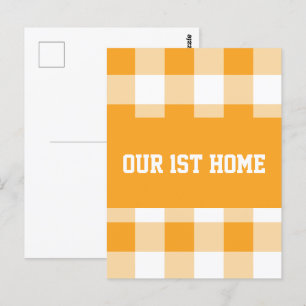 Gingham Pattern First Home Postcard