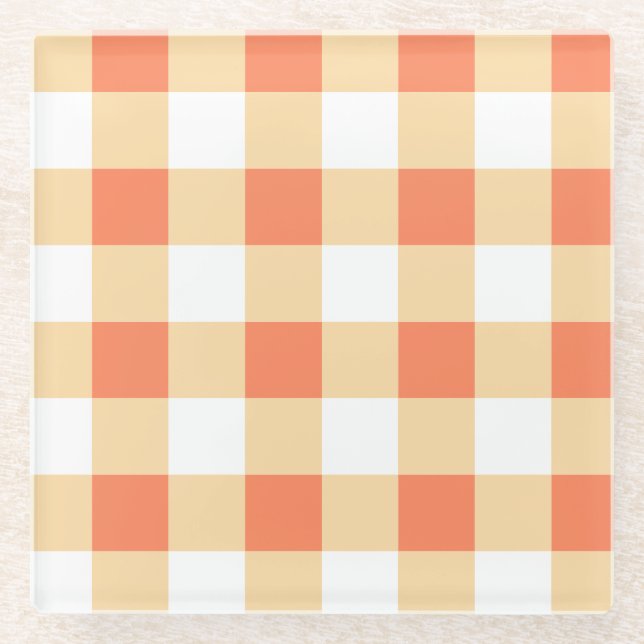 Gingham Pattern Glass Coaster (Front)