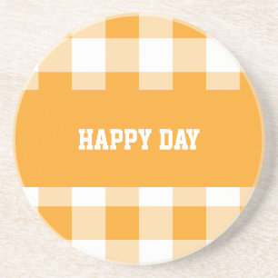 Gingham Pattern Happy Day  Coaster
