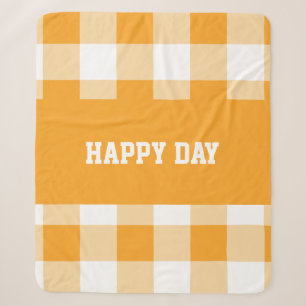 Gingham Pattern Happy Day Sherpa Blanket