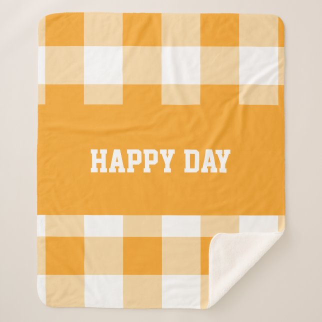 Gingham Pattern Happy Day  Sherpa Blanket (Front)