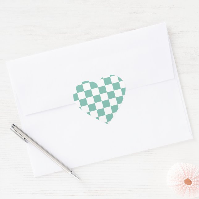 Gingham Pattern Heart Sticker (Envelope)