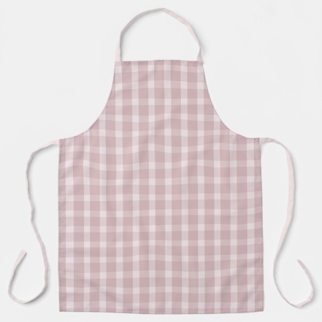 Gingham Pattern In Ballerina Preppy Pink Colours Apron (Front)