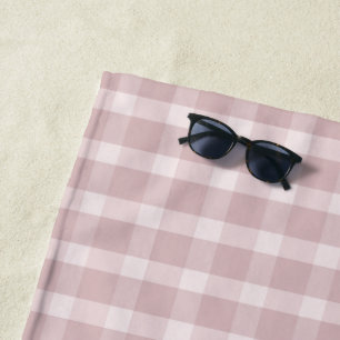 Gingham Pattern In Ballerina Preppy Pink Colours Beach Towel