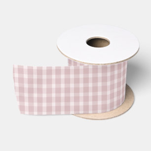 Gingham Pattern In Ballerina Preppy Pink Colours Satin Ribbon