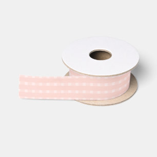 Gingham Pattern In Blush Pink And Pastel Peach Sat Satin Ribbon