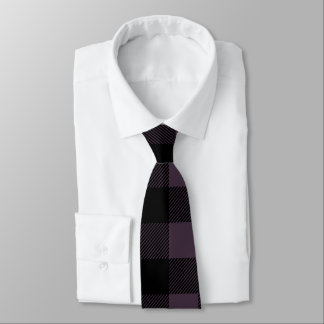 Gingham Pattern in Deep Purple and Black Tie