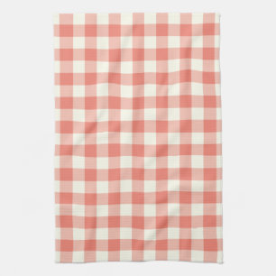 Gingham Pattern Kitchen Towel in Coral