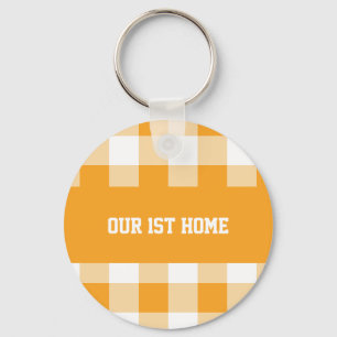 Gingham Pattern Our 1st Home Key Ring