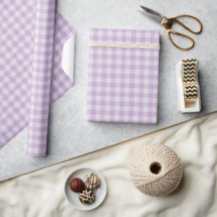 Gingham Pattern Pastel Lilac Lavender Chequered Wrapping Paper