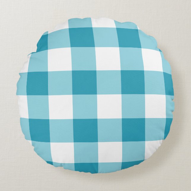 Gingham Pattern  Round Cushion (Front)