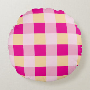 Gingham Pattern Round Cushion