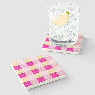 Gingham Pattern Stone Coaster
