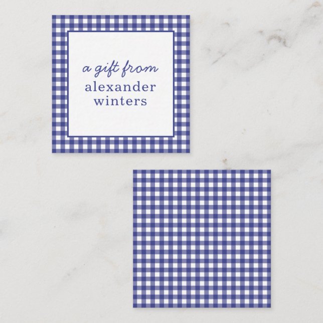 Gingham Personalised Gift Enclosure Cards (Front/Back)