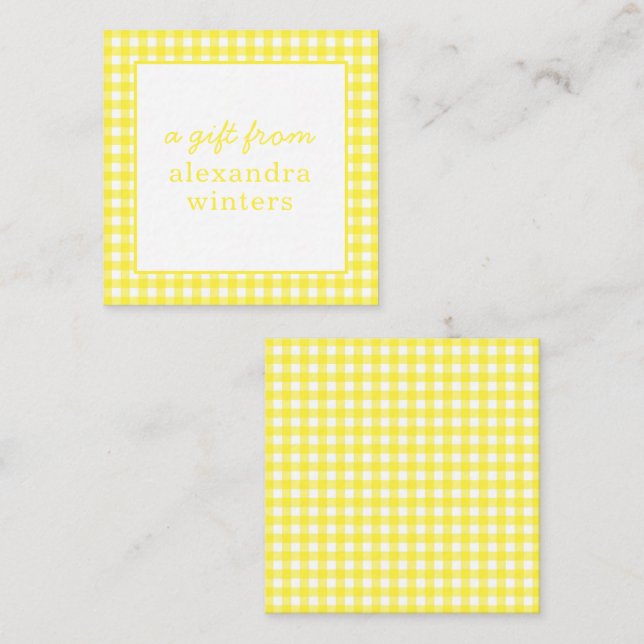 Gingham Personalised Gift Enclosure Cards (Front/Back)