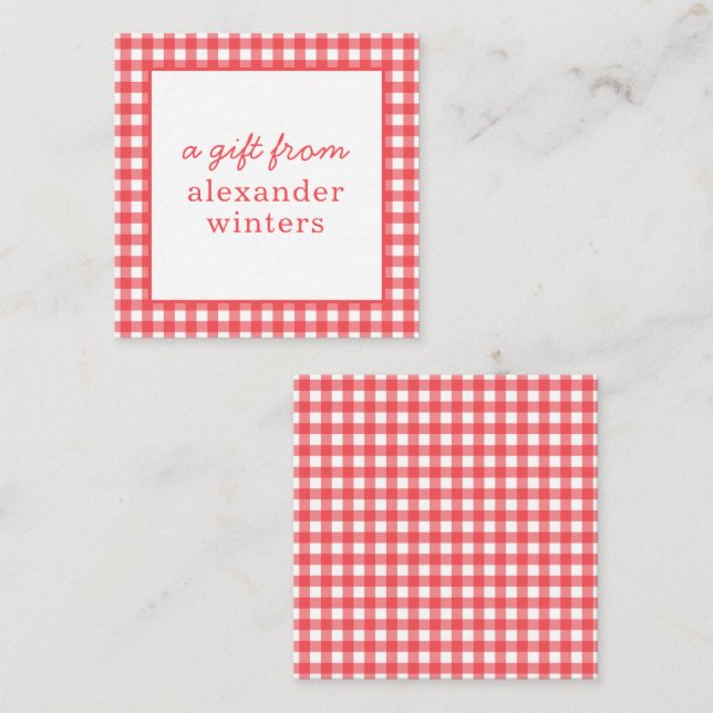Gingham Personalised Gift Enclosure Cards (Front/Back)