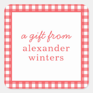 Gingham Personalised Gift Stickers