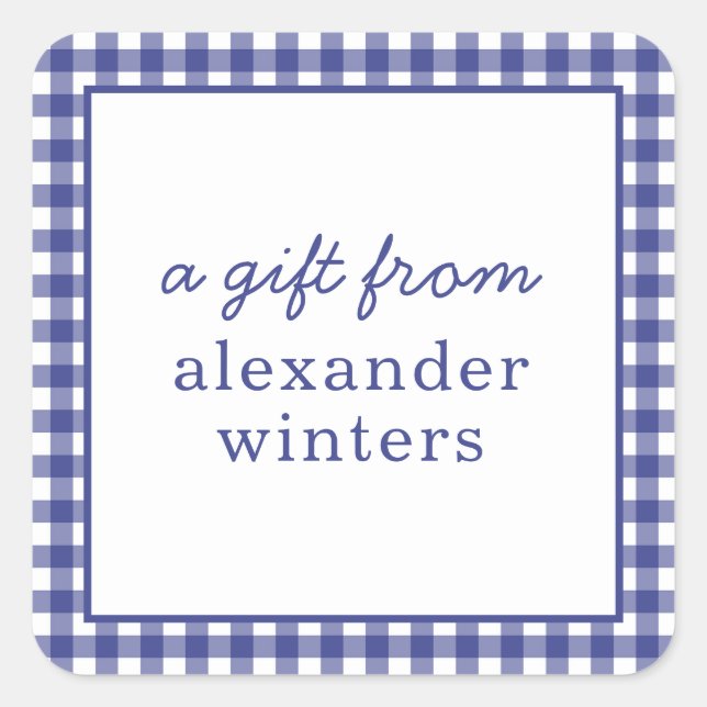 Gingham Personalised Gift Stickers (Front)