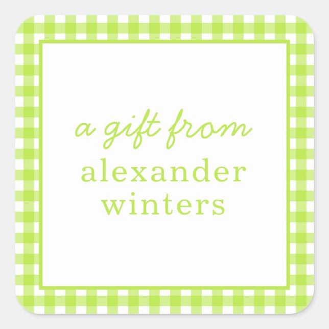Gingham Personalised Gift Stickers (Front)