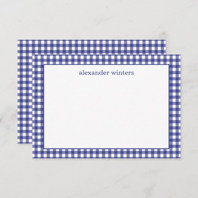 Gingham Personalised Note Cards (Front/Back)