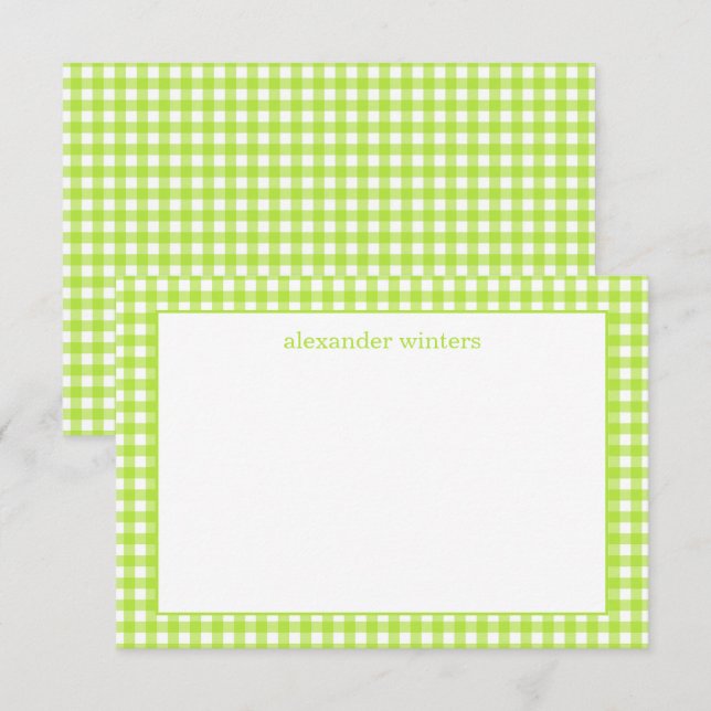Gingham Personalised Note Cards (Front/Back)