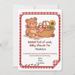 Gingham Picnic Bear Baby Shower Invitation
