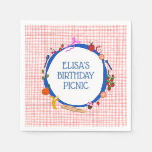 Gingham Picnic Modern Cute CUSTOM BIRTHDAY PARTY Napkin