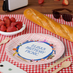 Gingham Picnic Modern Cute CUSTOM BIRTHDAY PARTY Paper Plate