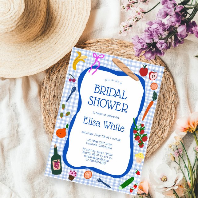 Gingham Picnic Modern Cute CUSTOM Bridal Shower Invitation (Gingham Picnic Modern Cute CUSTOM Bridal Shower Invitation
)