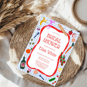 Gingham Picnic Modern Cute CUSTOM Bridal Shower Invitation