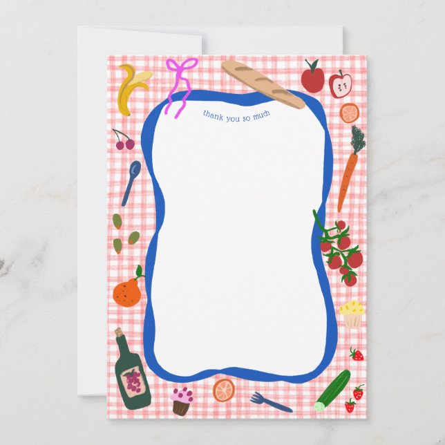Gingham Picnic Modern Cute CUSTOM Bridal Shower Thank You Card (Front)