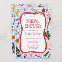 Gingham Picnic Modern Cute CUSTOM QR Bridal Shower